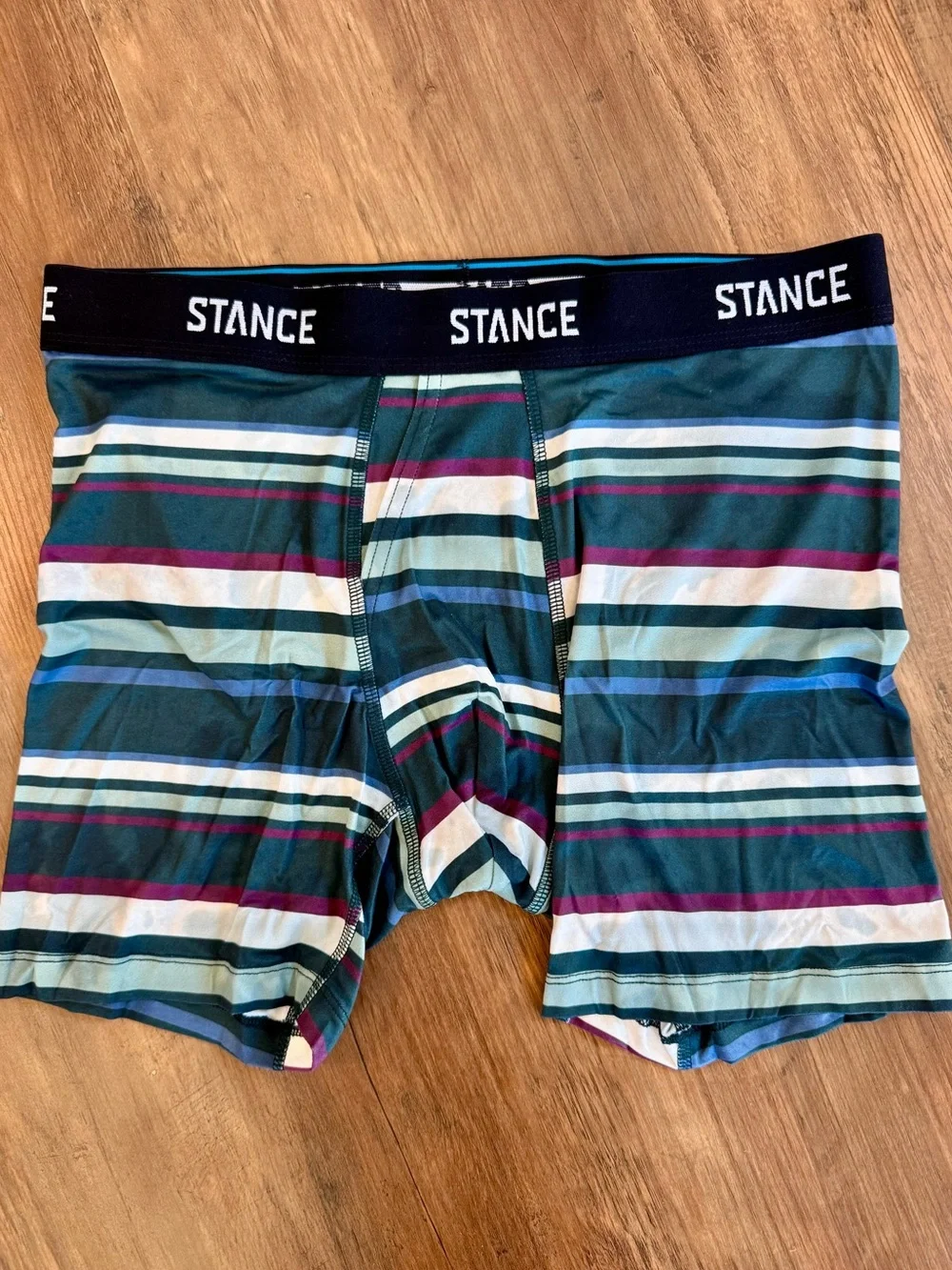 NWT Stance Men's Teal Striped The Boxer Briefs Poly Blend - Small